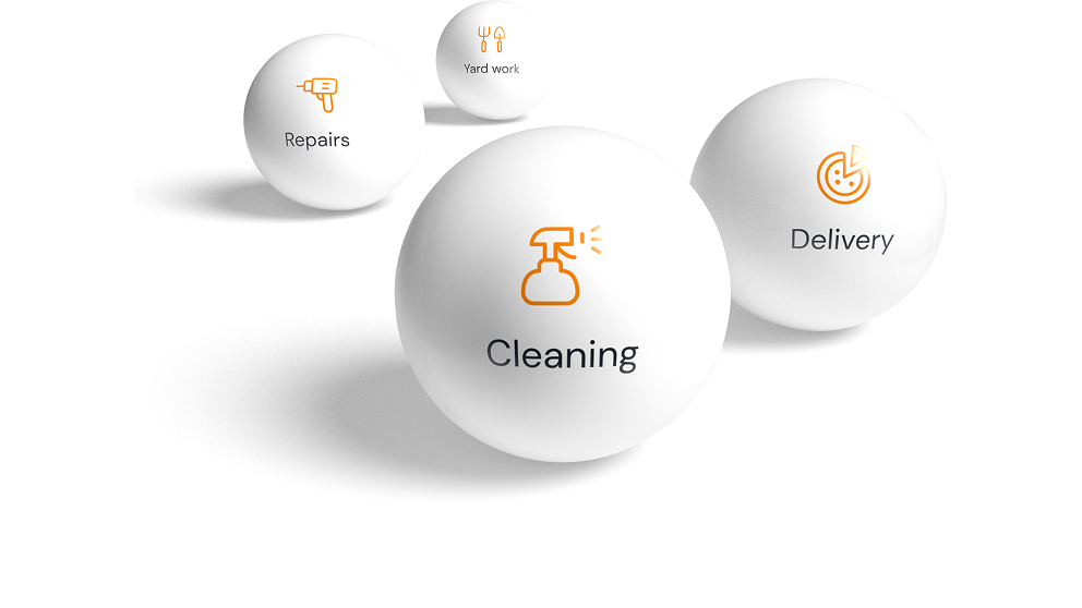Favr categories represented as white spheres