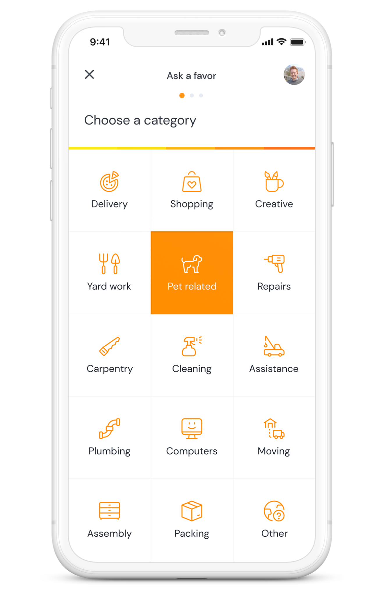Favr category selection