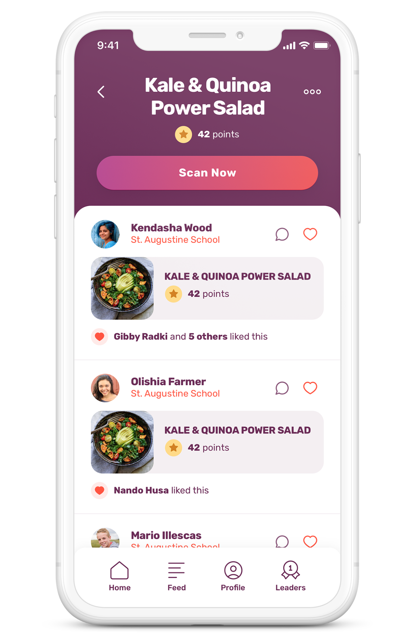 Food Tracker dish section
