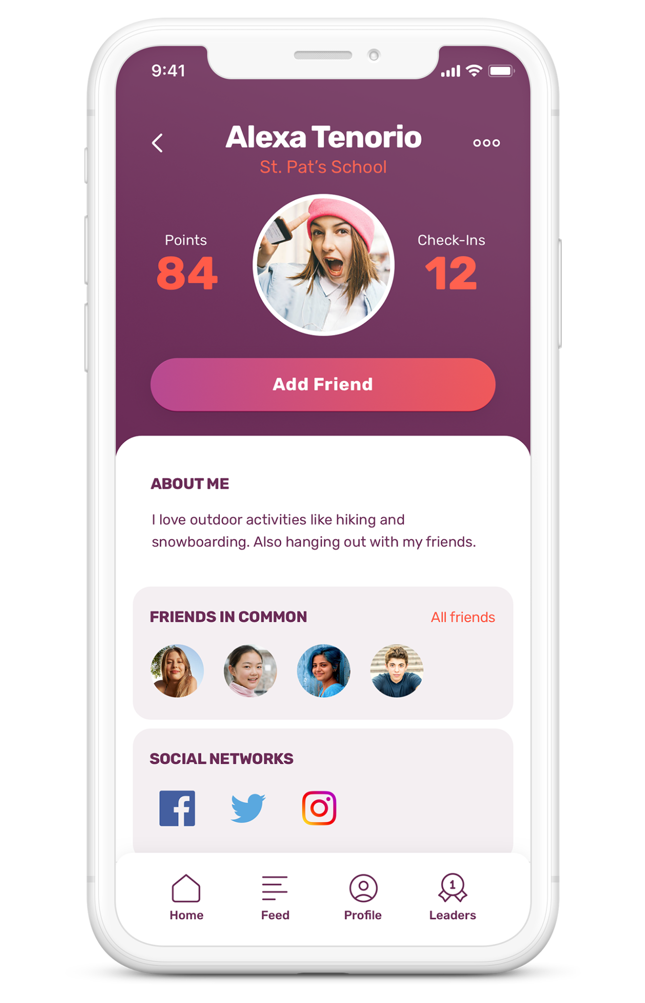 Food Tracker student profile