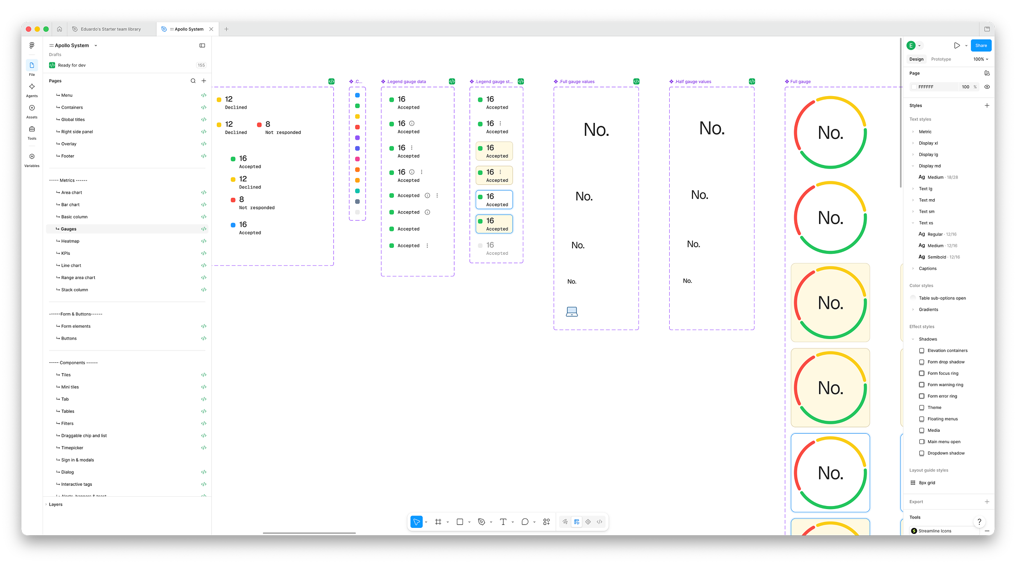Nexthink design system components in Figma