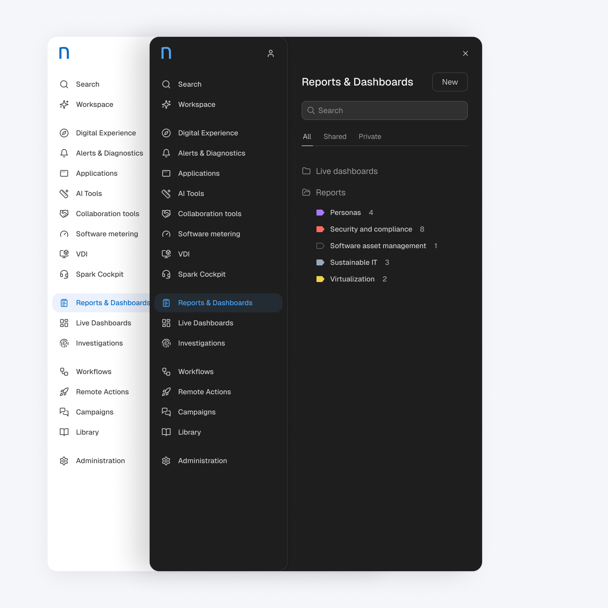 Nexthink navigation redesign