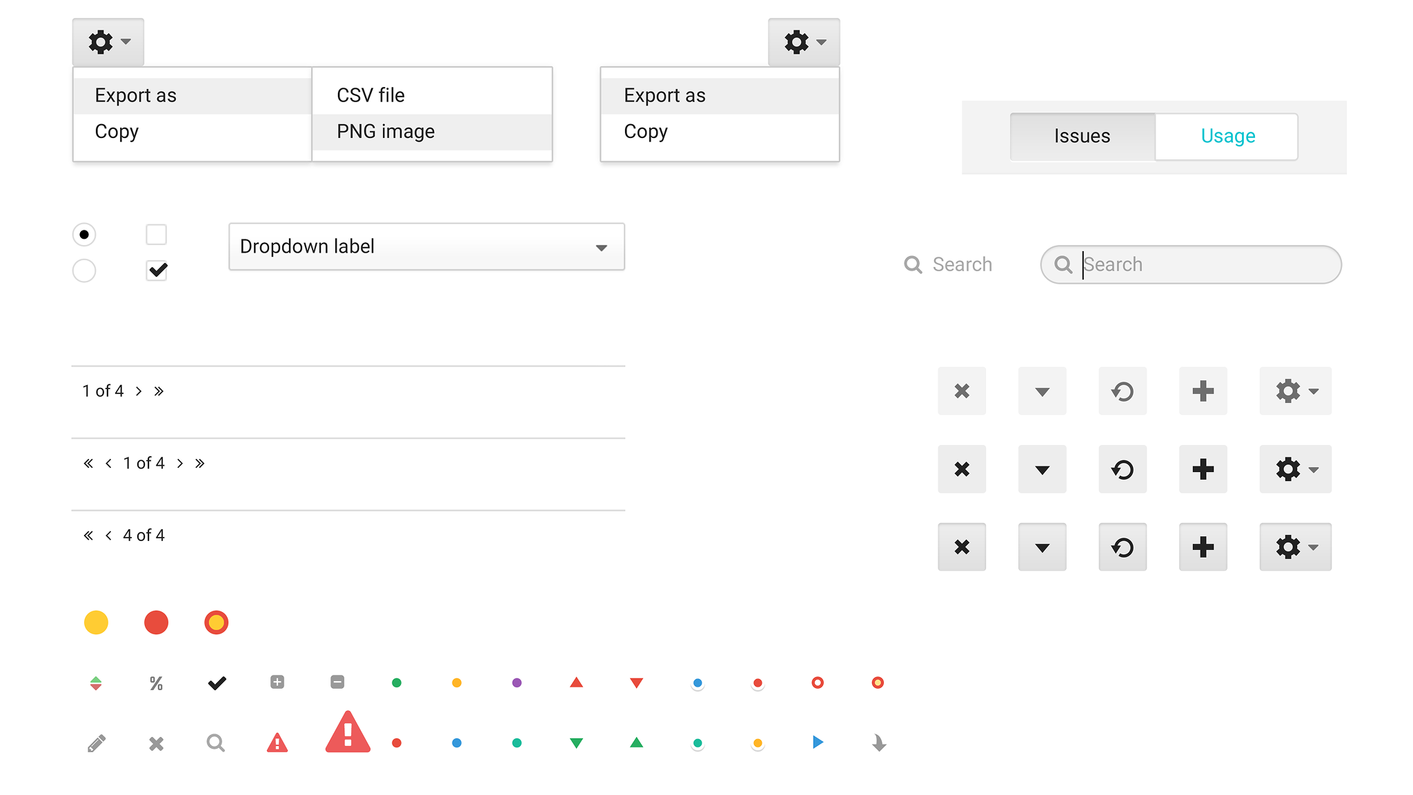 Reusable controls, states and interface patterns from Nexthink Portal V6