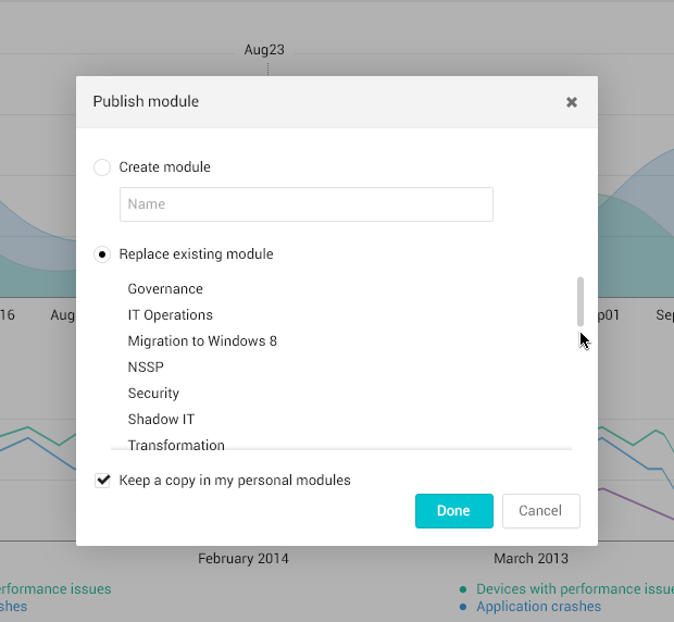 Publishing or replacing an existing module in Nexthink Portal