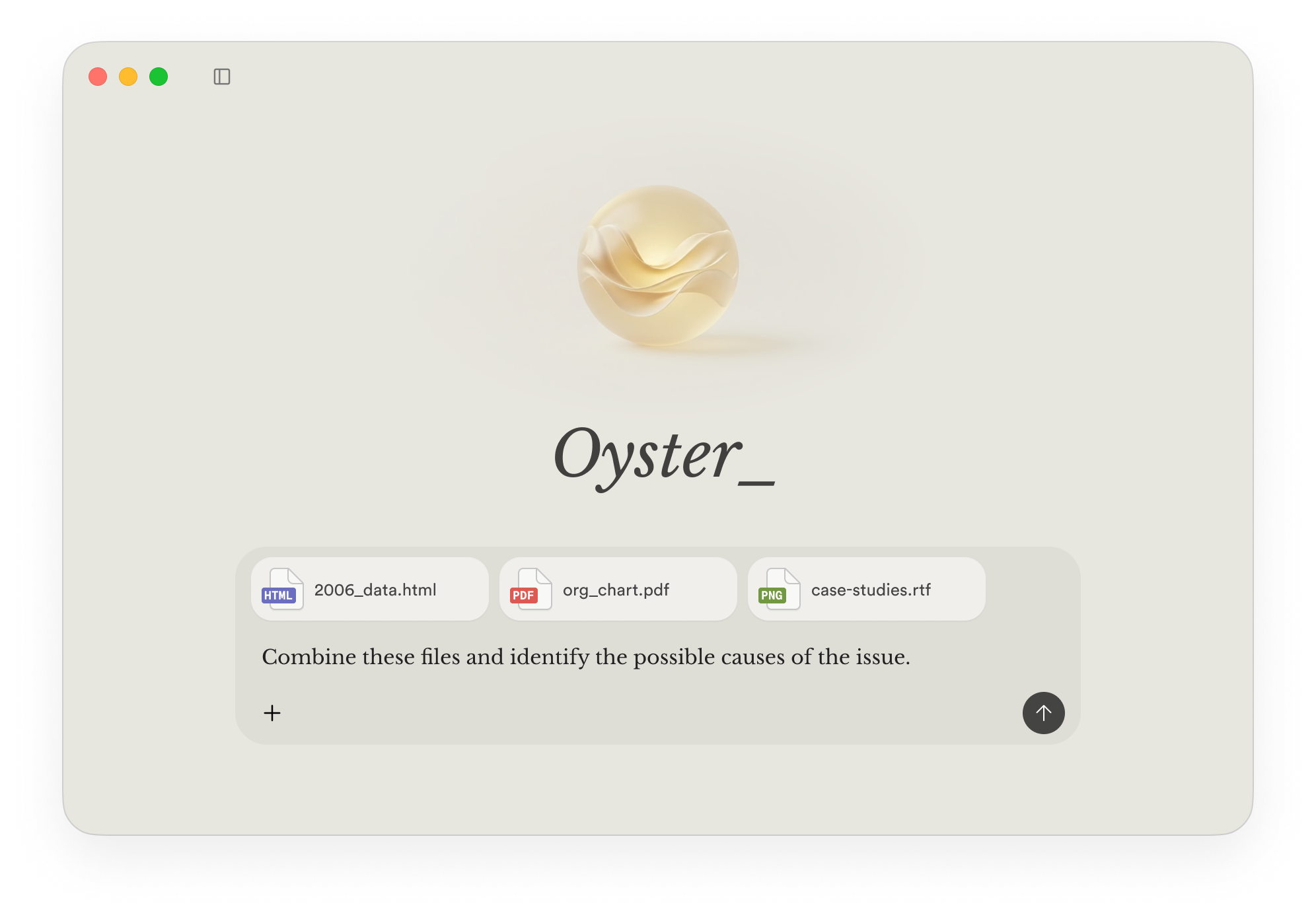 Oyster_ interface combining files for analysis